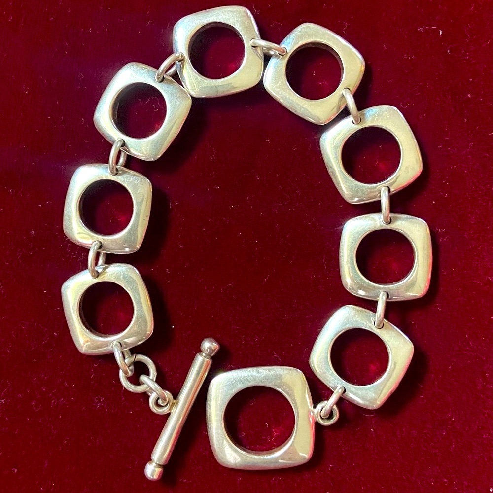 Nwot Solid Sterling Silver Square Link Necklace A… - image 2